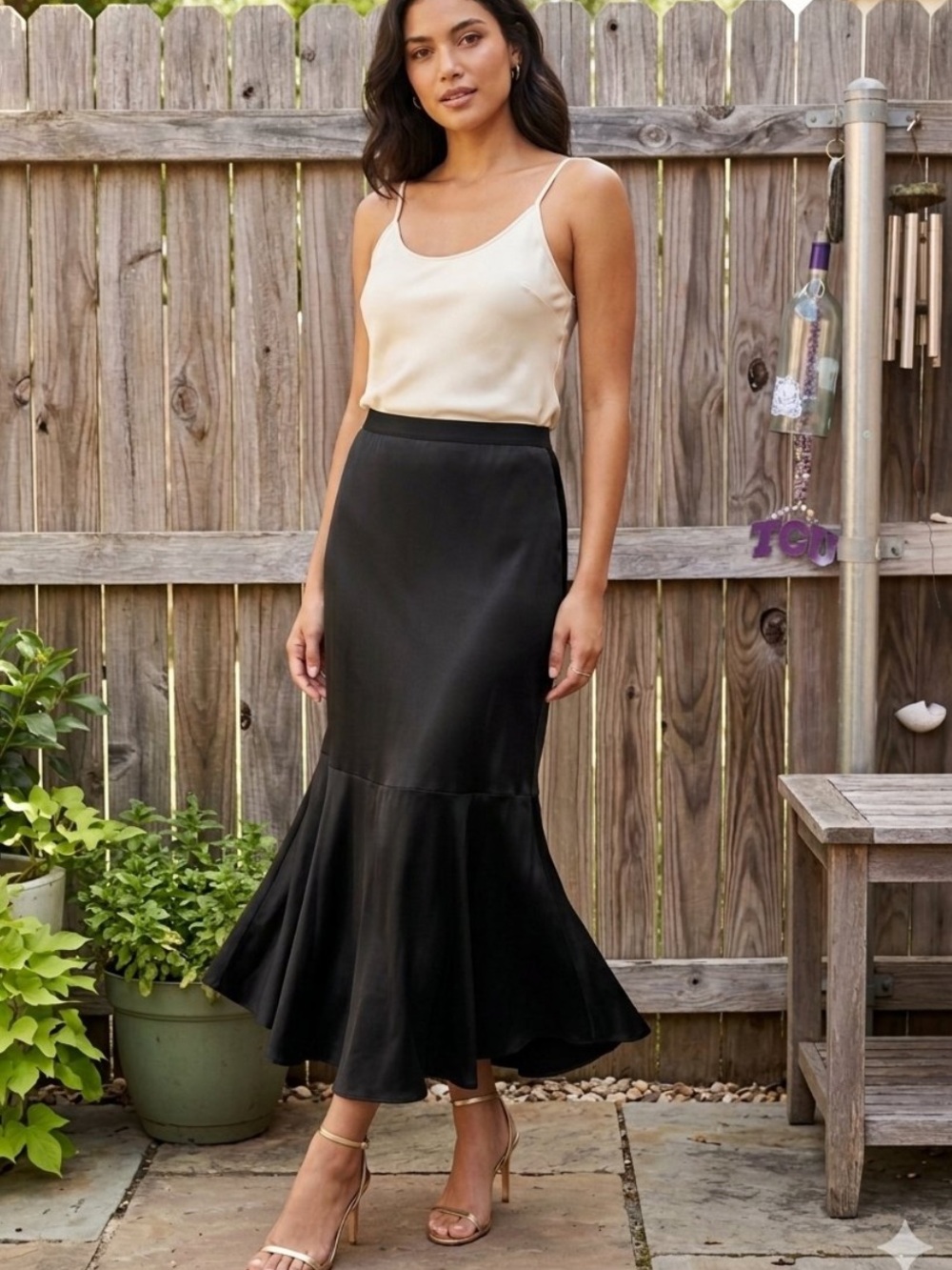 👗Free People Black Satin Maxi Skirt - Classic Women's Skirt